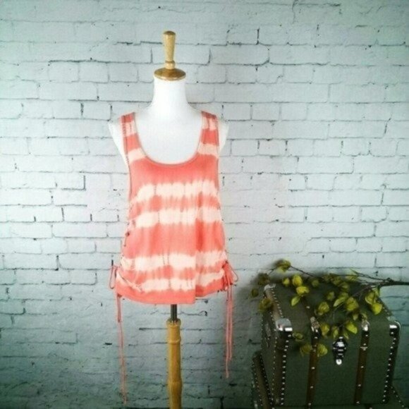 Others Follow Laced Side Tie Dye Tank Top in Coral in Medium - Picture 1 of 7